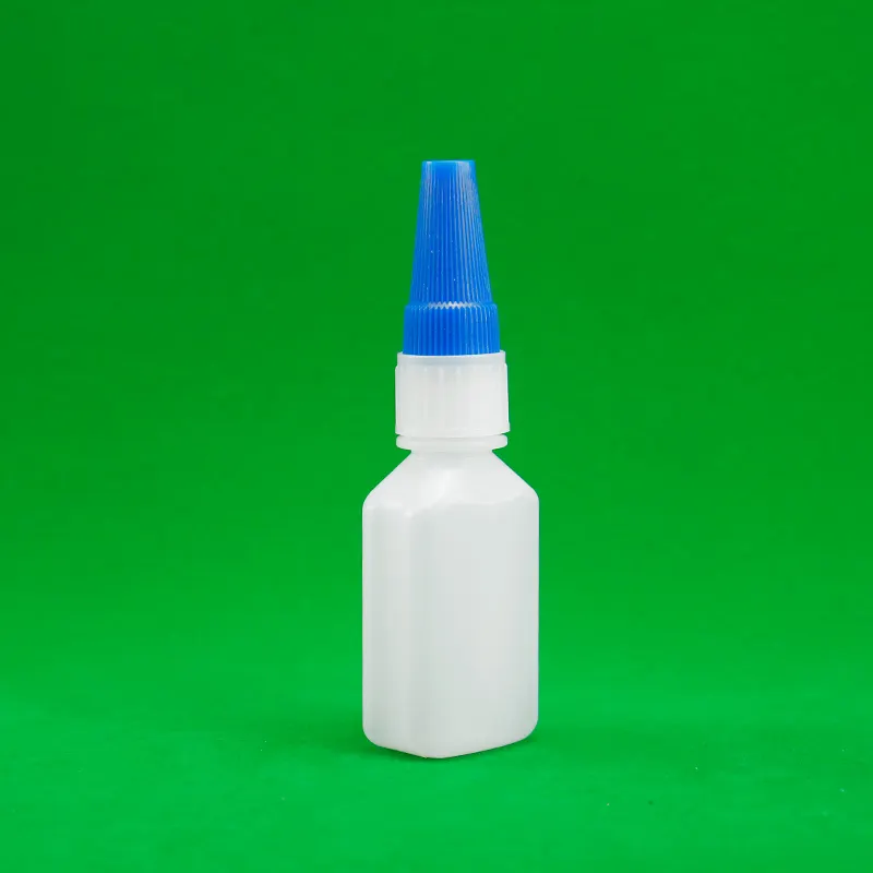 Plástico vazio 20ml HDPE Cianoacrilato Adesivo super cola embalagem Dropper garrafa