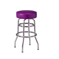 Tabouret de bar sans dossier de haute qualité avec coussin en PU souple et double repose-pieds en métal chromé pour restaurant, salle de banquet, café, comptoir