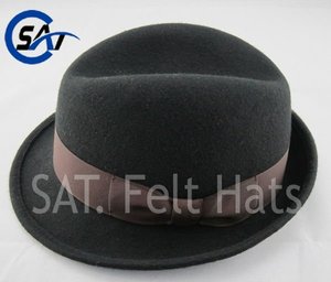 Mode 100% laine feutre noir <span class=keywords><strong>Dent</strong></span> Fedora chapeau - Product Image 3