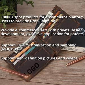 Ví da bò thật nguyên tấm màu nâu, kiểu dáng ngắn, chống <span class=keywords><strong>RFID</strong></span>, da thuộc Crazy Horse, dành cho nam - Product Image 4