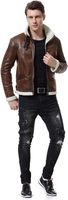 Blouson Aviateur Homme en PU à Col Montant, Manteau Marron, Vente en Gros OEM, Style Moto & Biker, Motif Uni