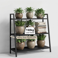 Étagère à fleurs en fer robuste à 3 niveaux, support de présentation de plantes en métal pour intérieur, extérieur, patio et jardin