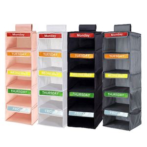 5/6 <b>Shelf</b> Weekly Clothes Organizer for Kids Hanging Daily Closet Organization Days of the Week Clothing Divider Storage - Product Image 1