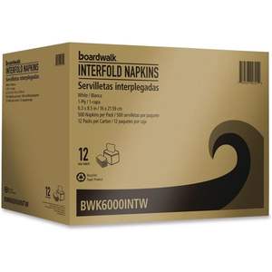 Boardwalk BWK6000INTW 6.3 pulgadas. X 8.5 Pulgadas Servilletas Interplegadas de 1 Capa - Blancas (12/Caja) Material de Papel - Product Image 4