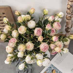 2 têtes de roses artificielles à bord brûlé Bouquet de fleurs de mariage <span class=keywords><strong>Prix</strong></span> compétitif Rose de soie rôtie au feu Fleur décorative pour la maison - Product Image 6