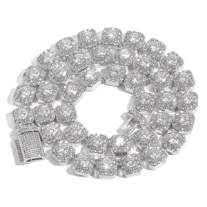 QK Jewelry Fashion Luxury 10mm 14k Big Diamond Iced Tennis Cz Chain Necklace Wholesale