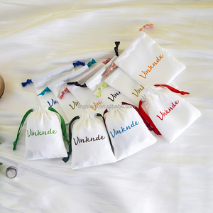 8*10cm High End Fine Jewelry Earrings Package Watch Storage <b>Silk</b> Satin Pouch Luxury White Brooches Packing Bag with Ribbon - Product Image 6