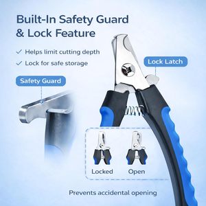 Cortauñas Profesional de Acero Inoxidable para Mascotas, Recortador para Perros y Gatos con Protector de Seguridad, Material ABS, Fácil de Limpiar - Product Image 3