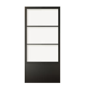 2350x1000 3 Lites&amp;Base Black Steel Frame Glass Barn <strong>Door</strong> <strong>Leaf</strong> - Product Image 1