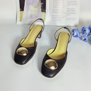 Round Toe Genuine Leather Ankle Strap Thick High Heel Roman <b>Sandals</b> Comfortable Women Pumps Dress Shoes Summer - Product Image 2