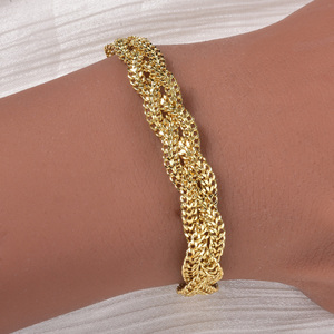 Pulsera Jubilee en oro de 18 quilates antideslustre, cadena plana tejida multicapa, pulseras de pareja hechas a mano. - Product Image 2