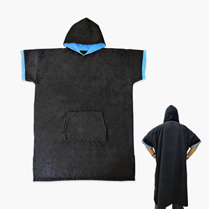 Peignoir de plage à capuche <span class=keywords><strong>en</strong></span> microfibre éponge personnalisé avec logo, taille unique - Product Image 1