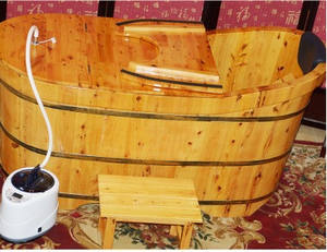 Bañera de hidromasaje tradicional de madera de cedro para baño interior, Sauna portátil con generador de vapor - Product Image 3