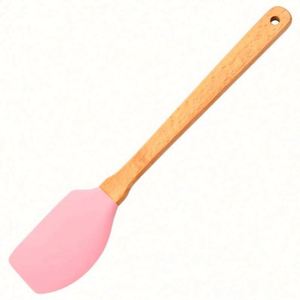 Wholesale Non-Stick Eco-Friendly Flexible Reusable <b>Silicone</b> Wood Handle Multi-Function Oven Safe <b>Baking</b> Pastry Spatula LFGB - Product Image 3