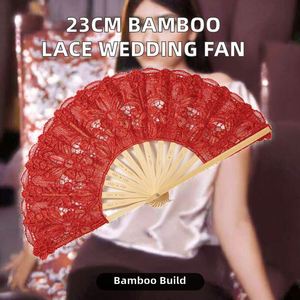 Éventail pliant artisanal en bambou de 23 cm, avec dentelle espagnole brodée, portable, pour mariée - Product Image 2