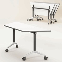 Table de réunion et de formation pliable moderne en bois avec roulettes pivotantes, design écologique