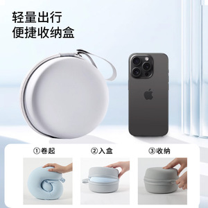 Oreiller de voyage en forme de U en soie glacée rafraîchissante, avec mousse à mémoire de forme pour le soutien du cou, portable et pliable, bleu ciel, pour la sieste en avion - Product Image 4