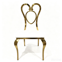 Chaises de dîner élégantes en forme de cœur, dossier blanc en PU, acier inoxydable, pour mariage