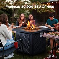 Brasero de jardin carré en acier noir de 28 pouces, sans fumée, pour brûler du bois, table de feu pour patio
