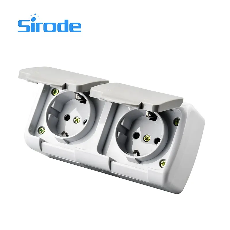 Sirode 유럽 표준 벽 스위치 상자 더블 소켓 표면 마운트 커버 IP54 8005E 시리즈 wholesales