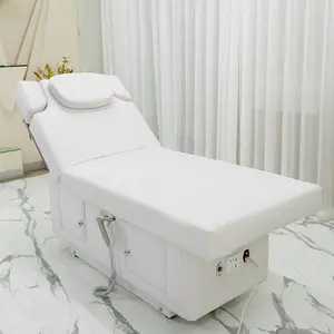 Hot sale luxury beige beauty salon bed 1/2/3 motors electric massage cosmetic table chair facial spa bed