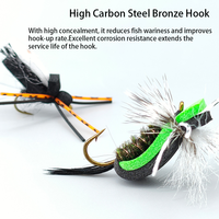 Mouches artificielles en mousse pour la pêche à la mouche sèche, mouches terrestres flottantes à haute flottabilité avec pattes en silicone souple, hameçon bronze pour achigan, truite, carpe