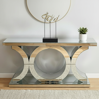 Table console contemporaine de luxe en verre miroir pour salon, entrée, maison, hôtel, villa