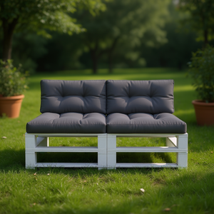 Ensemble de coussins pour palettes d'extérieur Anthracite Rectangulaire 100% Polyester Résistant à l'eau Amovible Lavable Utilisation toutes saisons - Product Image 2