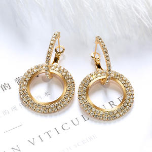 Pendientes de Cristal con Baño de Oro Rosa, Diseño Geométrico Circular, Joyería de Lujo para Mujer, Ideal para Fiestas - Product Image 3