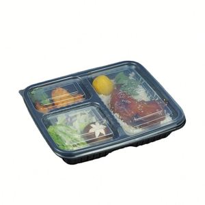 Boîte de préparation de repas en plastique PP jetable pour micro-ondes, 3 compartiments, boîte à lunch bento, boîte d'emballage alimentaire avec couvercle - Product Image 1