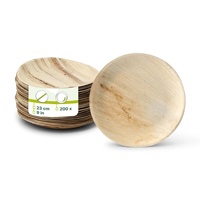 Platos redondos de hoja de palma natural de 23 cm para barbacoa, catering, camping y picnic al aire libre.