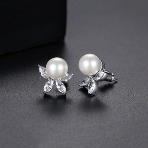 LUOTEEMI blanco perla de la boda de novia y collar de cristal de piedra de alta calidad de mujer pendientes de conchas marinas - Product Image 4