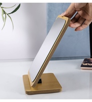 Miroir de table cosmétique sur pied carré argenté HD en gros, cadre en bois pliable, miroir de maquillage de bureau, simple face 1x