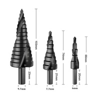 Lot de 3 forets étagés HSS métriques à cannelures spirales 4-12 4-20 4-32mm, noirs, à queue conique triangulaire, pour perçage métal et bois