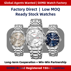 <span class=keywords><strong>Montre</strong></span> analogique à quartz SKMEI de luxe, style antique et simple pour homme, 41 mm, verre, <span class=keywords><strong>bracelet</strong></span> en acier inoxydable, étanche 3 ATM, aiguilles lumineuses - Product Image 2