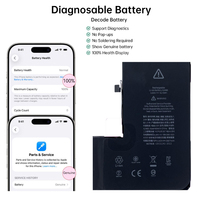 Batterie de téléphone sans composant inconnu, garantie diagnostic, 0 cycle, 100% de santé, compatible iPhone 12Promax 13Mini 14 15ProMax