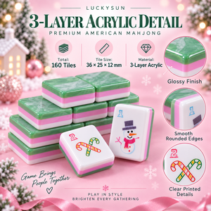Tuiles de Mahjong en Acrylique de Luxe Élégantes, Durables, avec Gravures Bonhomme de Neige et Renne, 160 Pièces pour Divertissement de Fête de Noël - Product Image 3