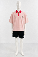 Nouveauté 2026 T-shirts pour hommes de luxe en tissu 100% coton brodé, à col montant, fermeture éclair quart, manches courtes, coupe oversize, à carreaux