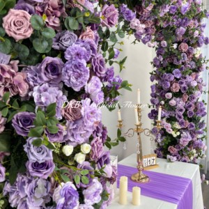 Nouvel Arrangement floral conçu arc de fleurs violet profond arc de fleurs de luxe pour la décoration de fête - Product Image 5