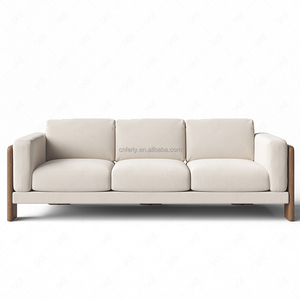 FERLY Elegante Arredamento per Soggiorno, Divano a 3 Posti in Lino a Profilo Basso, Tavolino da Caffè Ovale in Marmo, Poltrona Girevole in Bouclé Personalizzabile - Product Image 2