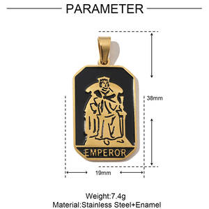 E618 Französischer Retro-<span class=keywords><strong>Tarot</strong></span> Edelstahl-Anhänger Buntes Emaille Narrenkönig Sonne Mond Edelstahl-Schmuck - Product Image 5