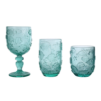 Verre à pied gaufré vert motif poissons marins et étoiles, gobelet haut ou bas, pour mariage à la plage, bar à domicile, vaisselle de bar