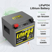 Baterai Penyimpanan Energi Rumah QG-TB120AH LiFePO4 12.8V 120Ah 1536Wh 80A Peak Volt Display Cangkang Logam 6000 Siklus -10C~50C
