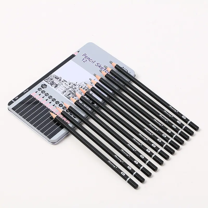 12 pcs/set Professional Sketch Drawing Pencil Set 4H-14B Painting Pencils Stationery Supplies