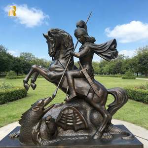 Escultura de Bronce de San Miguel Arcángel Matando al Demonio, Tamaño Real, de RELONG, Disponible Personalizada para Iglesias al Aire Libre - Product Image 1