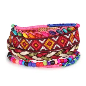 Wonderful 5 Kinds All Handmade Women Exotic Jewelry Colorful Woven And Beaded Embroidered Ethnic Bracelet