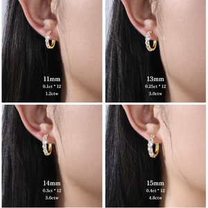 Pendientes de Aro VVS de Moissanita para Mujer, Joyería de <span class=keywords><strong>Plata</strong></span> 925 con Oro Blanco de 14K, Moissanita Color D, Diamante Simulado, Pendientes Huggie - Product Image 5