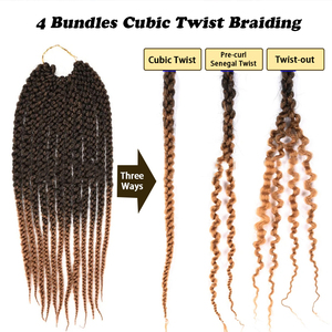 新しい3Dキュービックツイストヘア<span class=keywords><strong>4</strong></span>バンドルブレード合成かぎ針編みヘアブレイディングヘアエクステンションアフロ女性のための高品質ボックスブレード - Product Image 5