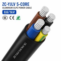 Câble d'alimentation ZC-YJLV 5 conducteurs 0,6/1 kV classe C ignifuge Al/XLPE/PVC, câble de câblage triphasé terre neutre TN S IEC 60502