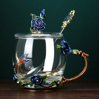 Ensemble de tasses en verre émaillé - Luxe léger - Résistant à la chaleur - Cadeau pour femme pour le café, le thé et le petit-déjeuner